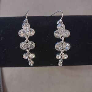 Twinkle Silvertone chandelier rhinestone earrings